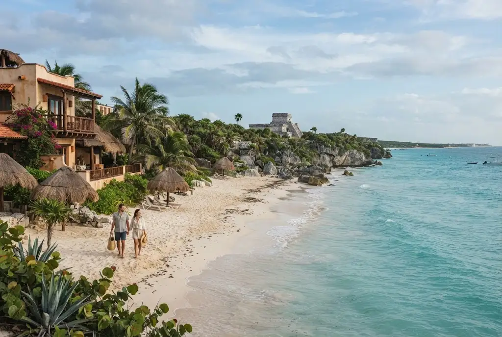 Scenic Mexican beach and tropical coastline representing Mexico travel destinations