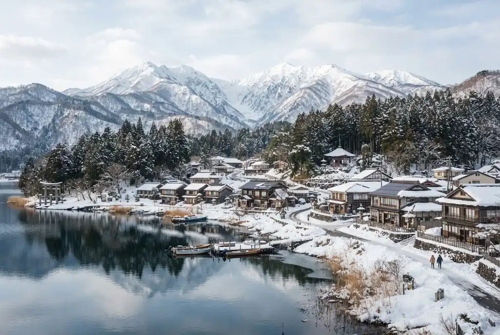 Scenic mountain and traditional landscape in North Japan