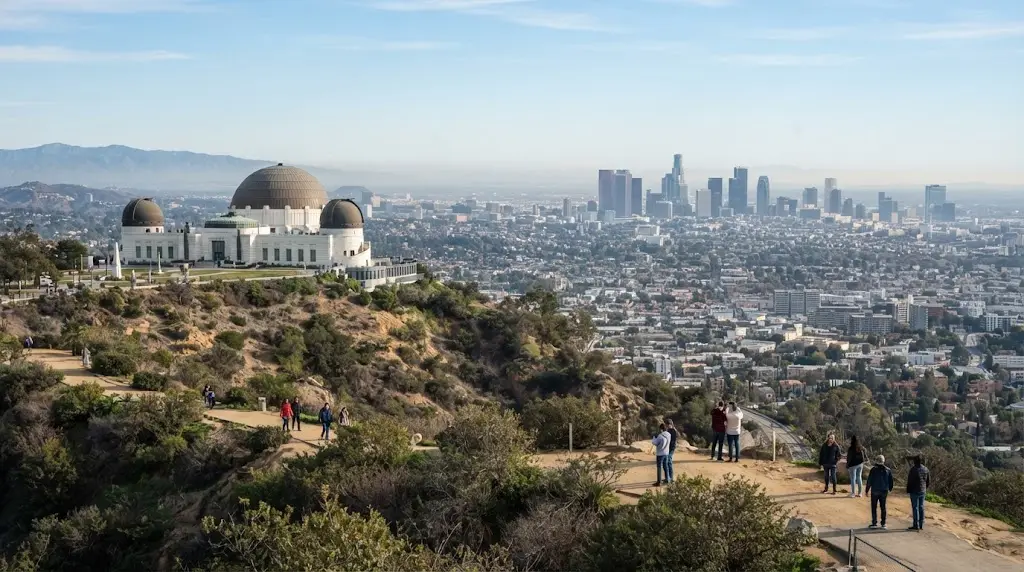 Griffith Observatory overlooking Los Angeles on a clear winter day